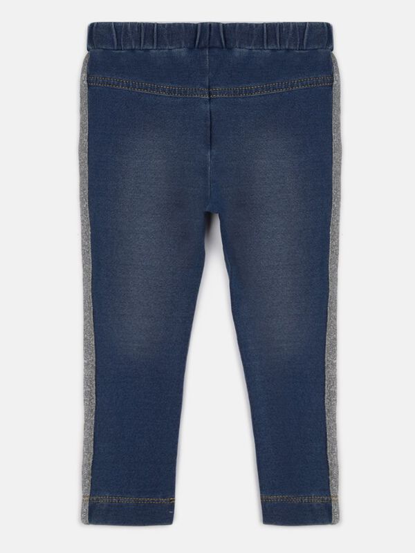 Mid Wash Denim Bottoms With Taping image number 1